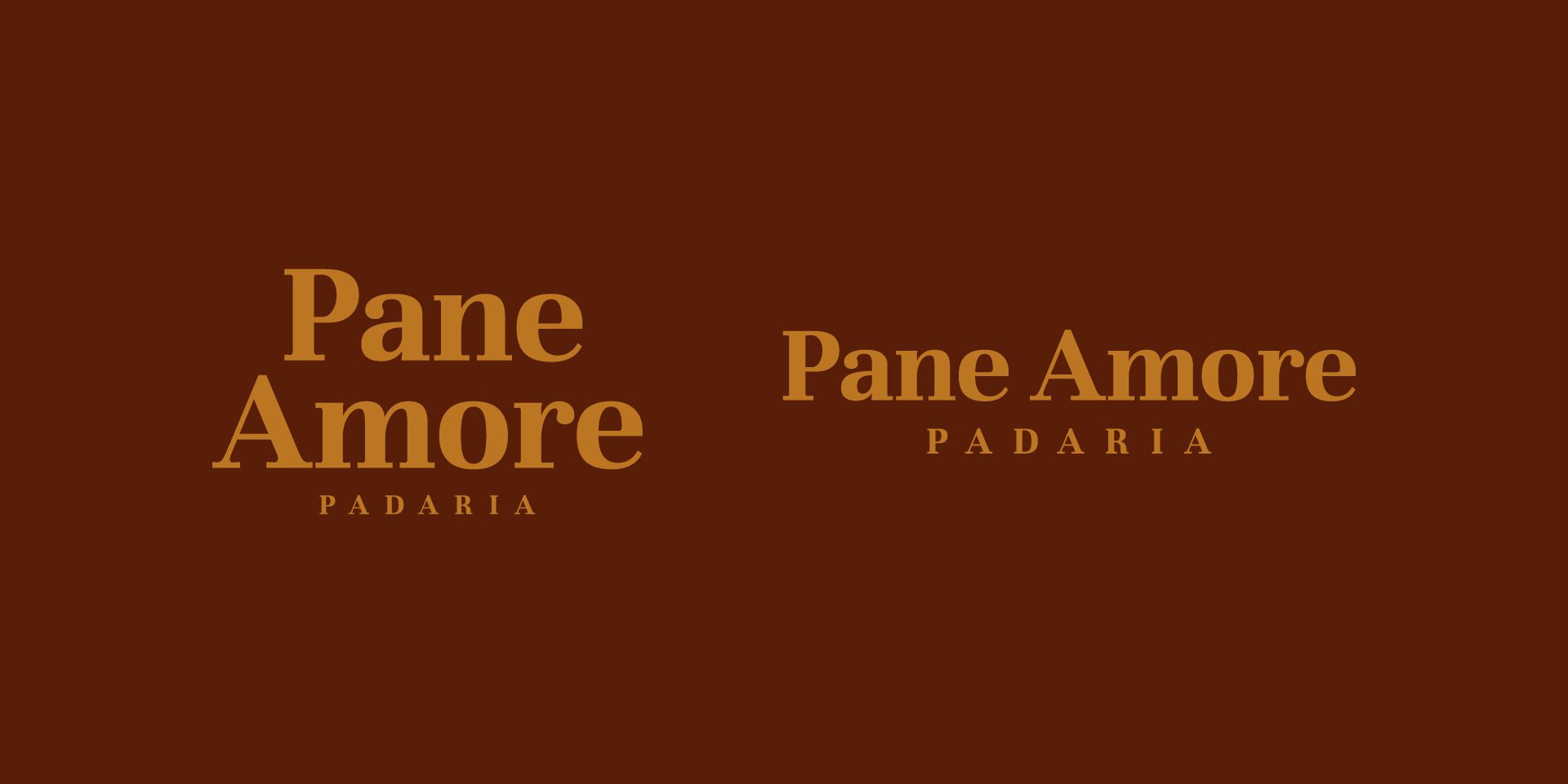 A imagem faz parte do projeto de Identidade Visual da Padaria Pane Amore e mostra variações da logo