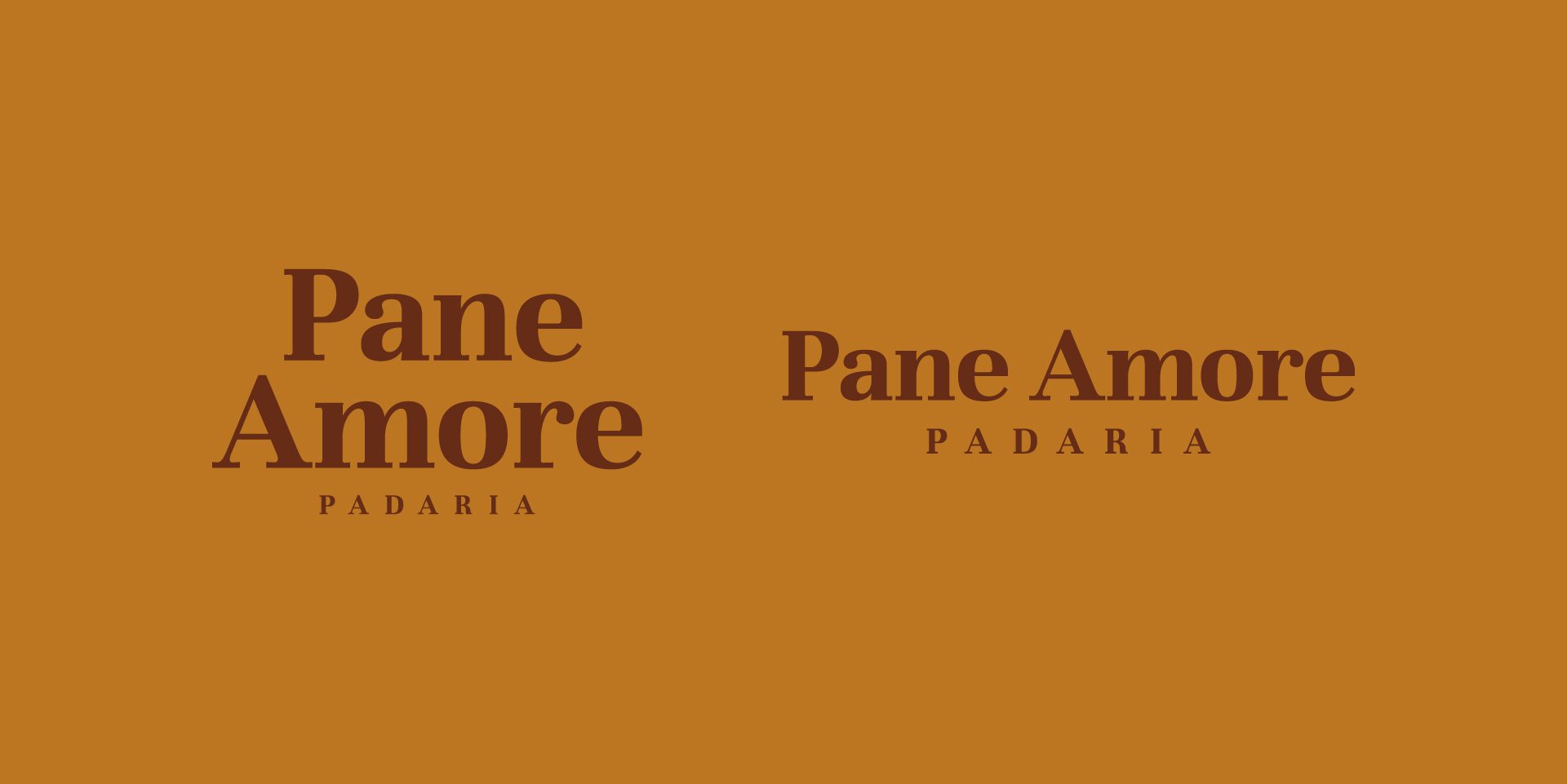 A imagem faz parte do projeto de Identidade Visual da Padaria Pane Amore e mostra variações da logo