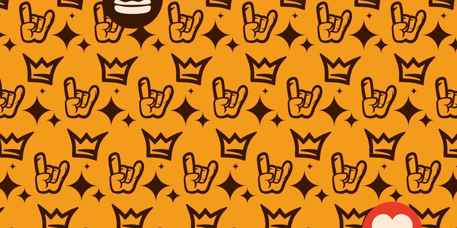 A imagem faz parte do projeto de Identidade Visual da Rock Burger e mostra uma padrão decorativo criado para a marca